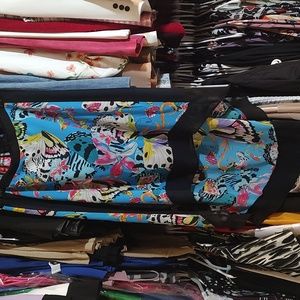 Nicole Miller hi-low butterfly print skirt